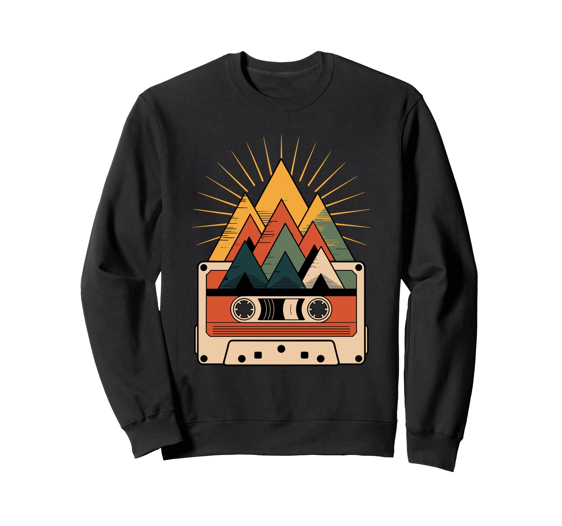Abstract Art Mountain Cassette Player Sweatshirt - Minimalist Print Unisex - T-Shirt, Sweatshirt, Hoodie