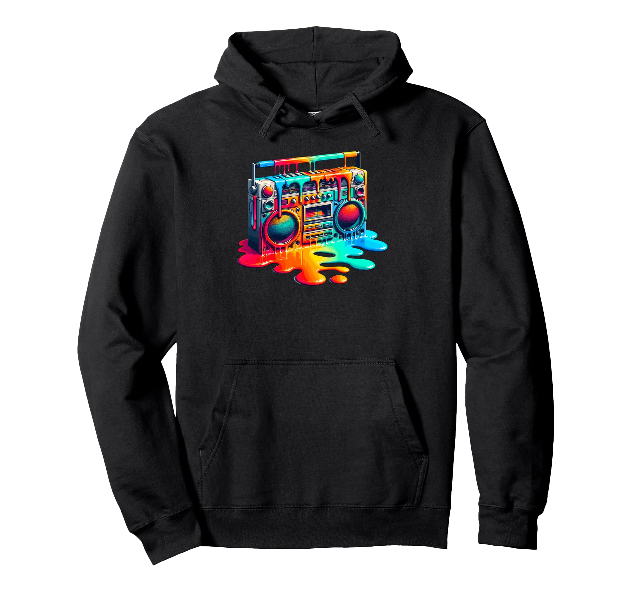 Dripping Paint Boombox Old School Hoodie - Fun Novelty Design Men Women - T-Shirt, Sweatshirt, Hoodie