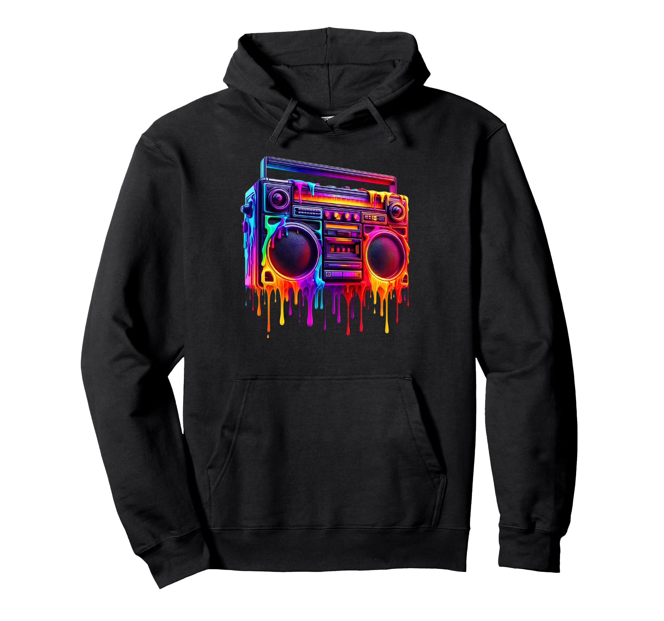 Dripping Paint Boombox Old School 80S Hoodie - Streetwear Style for Adults - T-Shirt, Sweatshirt, Hoodie