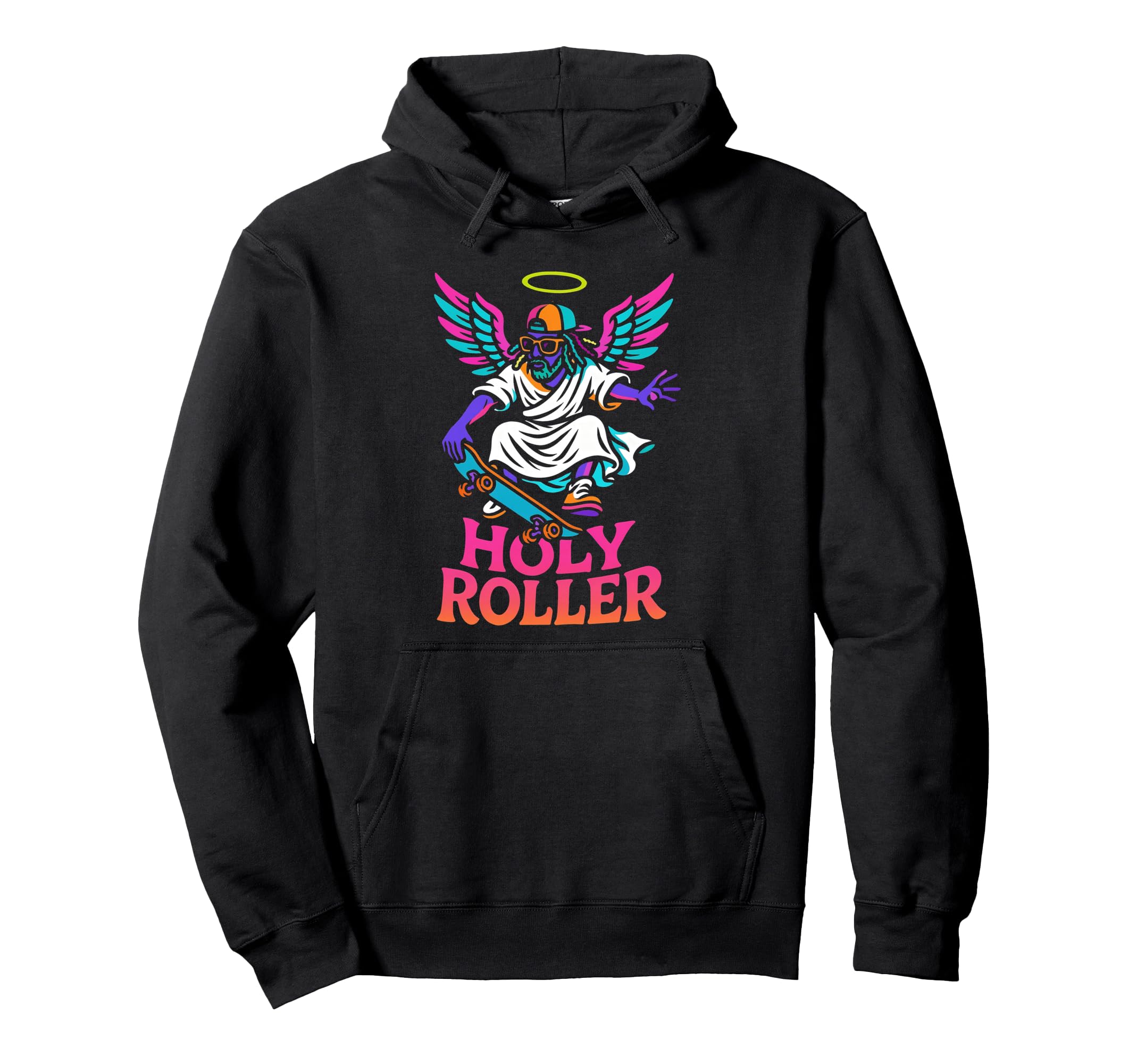 Holy Roller Skateboarding Jesus Hoodie - Trendy Graphic for Adults - T-Shirt, Sweatshirt, Hoodie