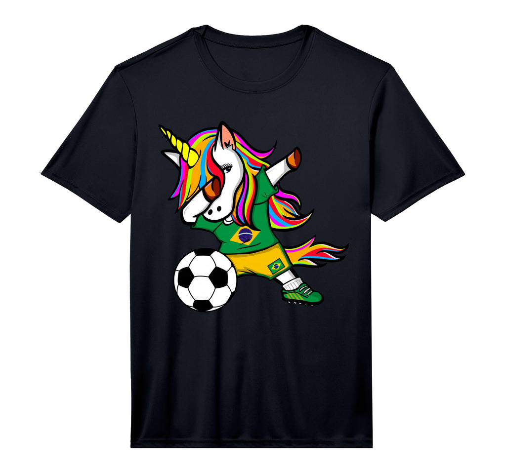 Dabbing Unicorn Brazil Soccer Fans T-Shirt - Graphic Print Men Women - T-Shirt, Sweatshirt, Hoodie