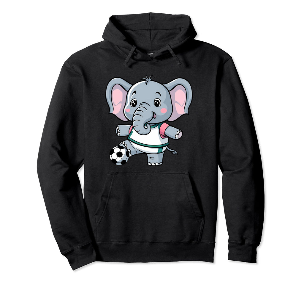 Elephant Playing Soccer Funny Humorous Hoodie - Novelty Apparel Men Women - T-Shirt, Sweatshirt, Hoodie