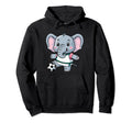 Elephant Playing Soccer Funny Humorous Hoodie - Novelty Apparel Men Women - T-Shirt, Sweatshirt, Hoodie