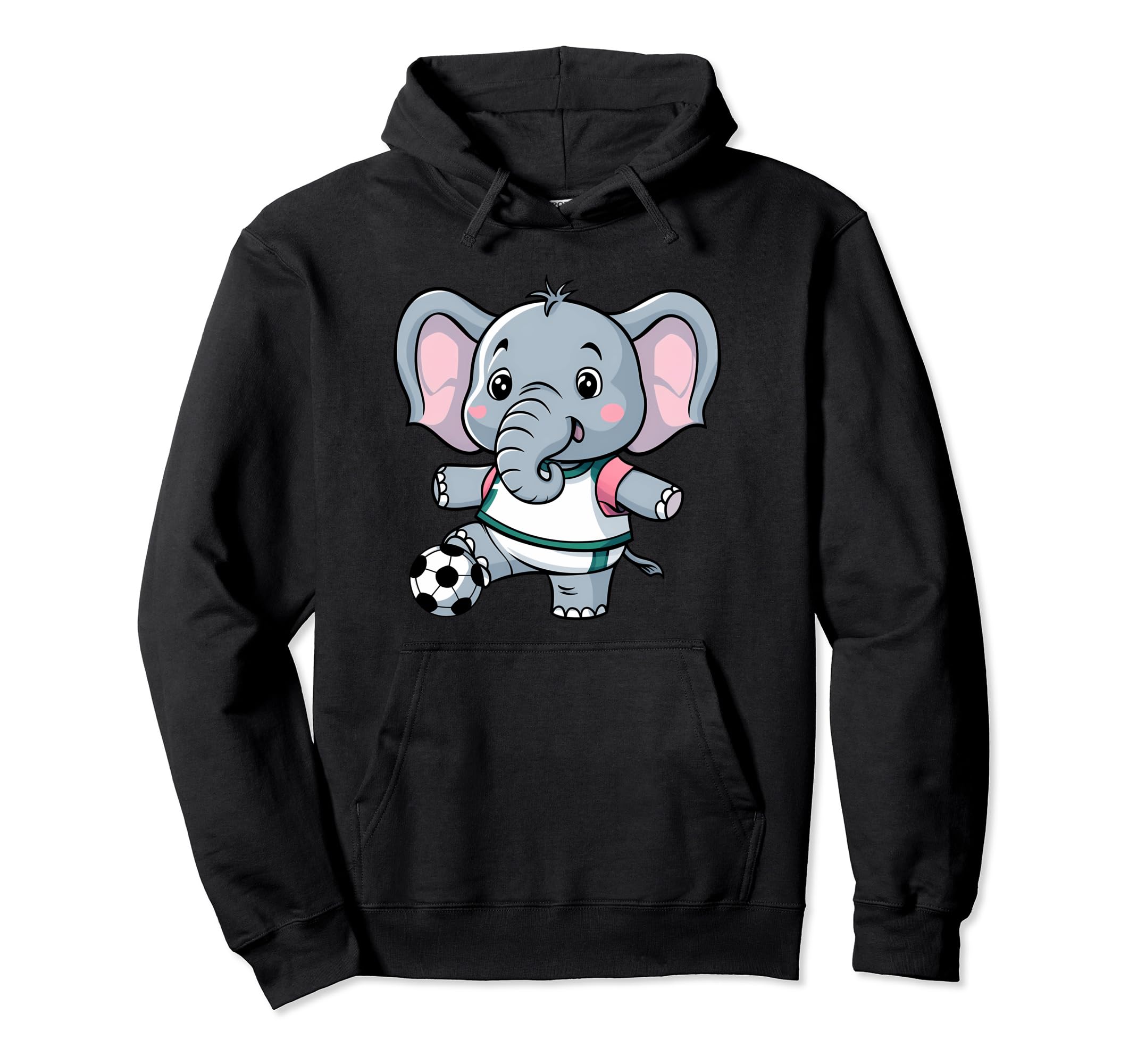 Elephant Playing Soccer Funny Humorous Hoodie - Novelty Apparel Men Women - T-Shirt, Sweatshirt, Hoodie
