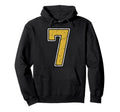 Old Gold Black White Sports Number 7 Hoodie - Streetwear Style for Adults - T-Shirt, Sweatshirt, Hoodie