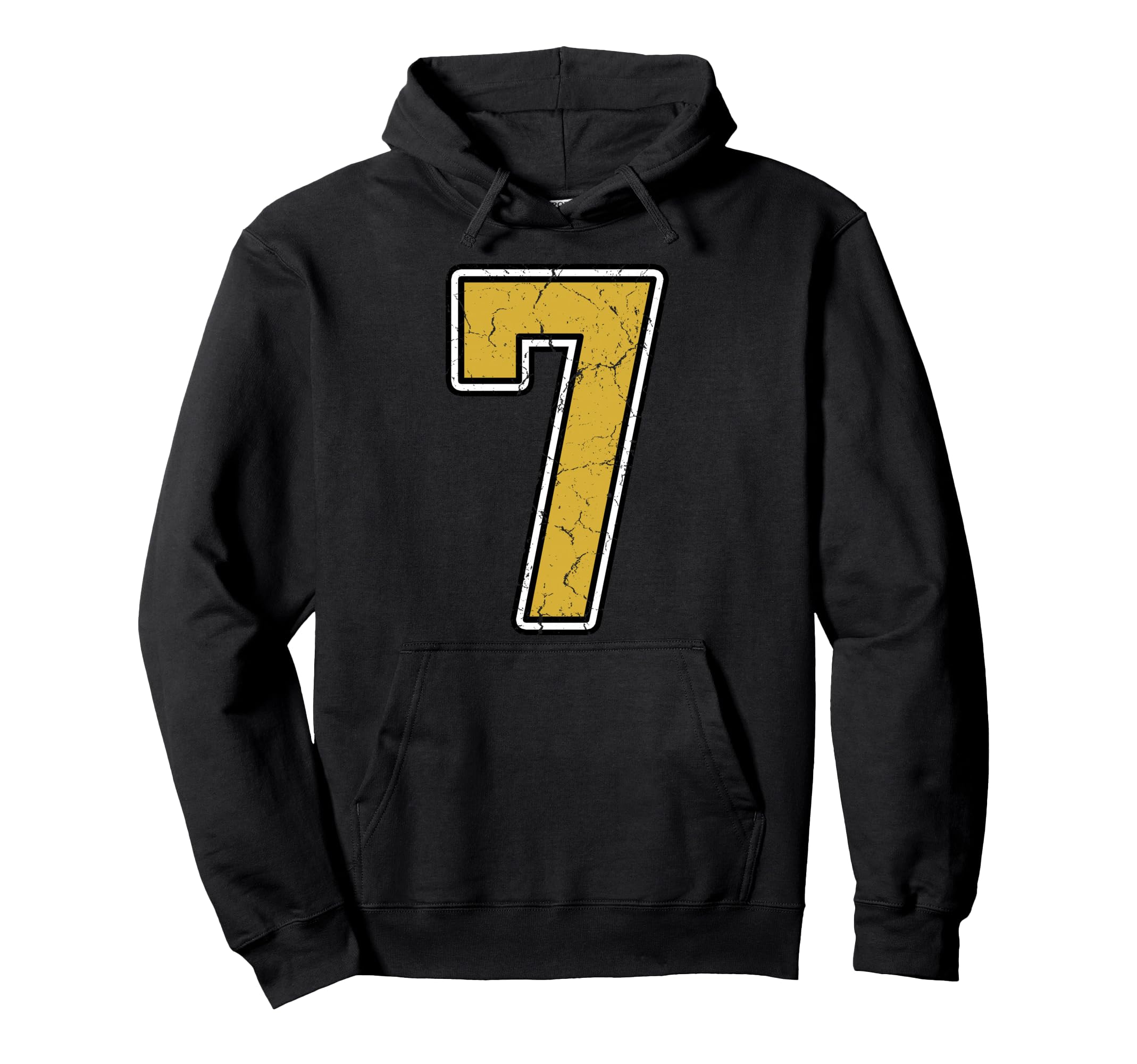 Old Gold Black White Sports Number 7 Hoodie - Streetwear Style for Adults - T-Shirt, Sweatshirt, Hoodie