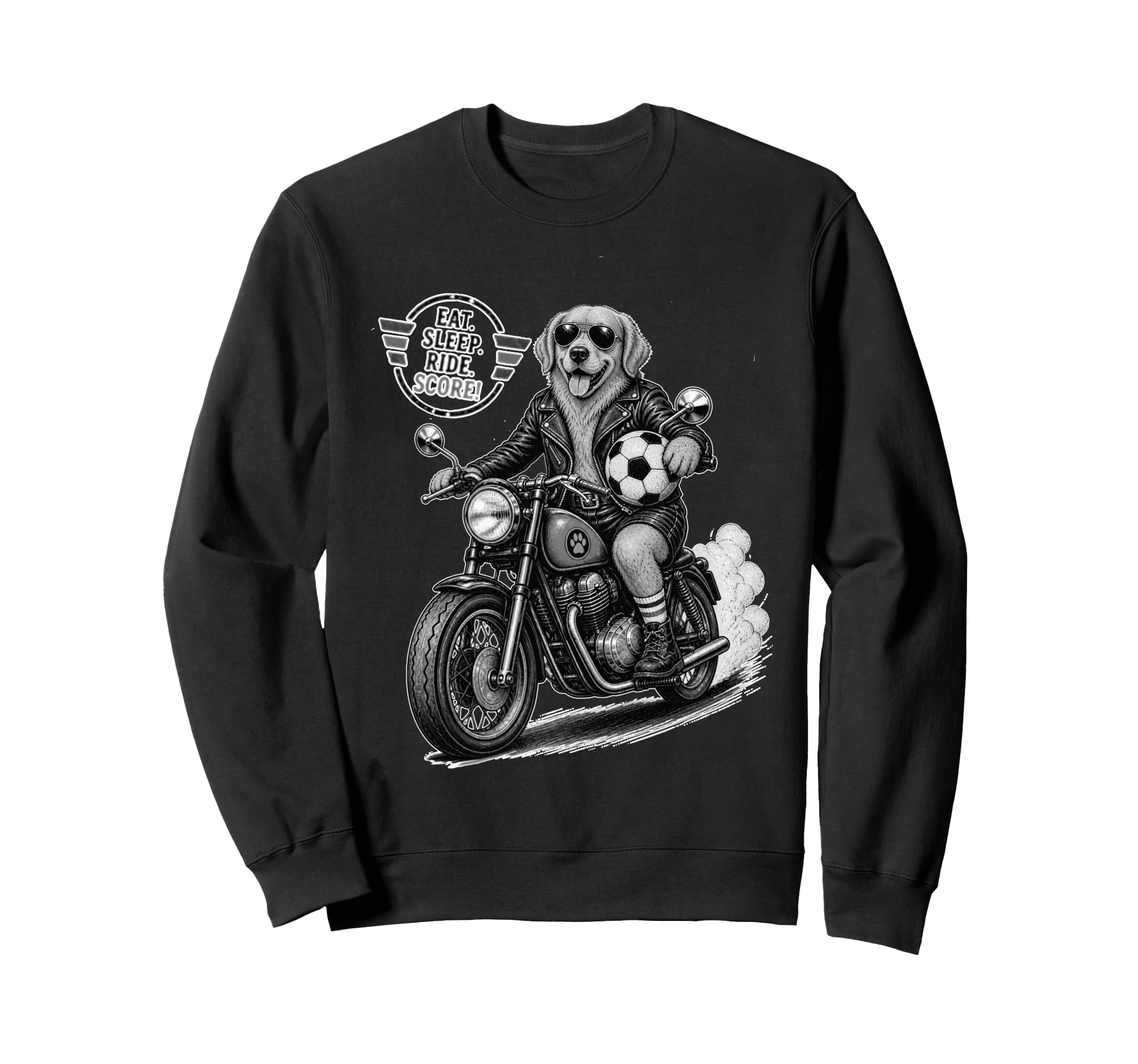 Golden Retriever Motorbike Love Sweatshirt - Custom Art Print Unisex - T-Shirt, Sweatshirt, Hoodie