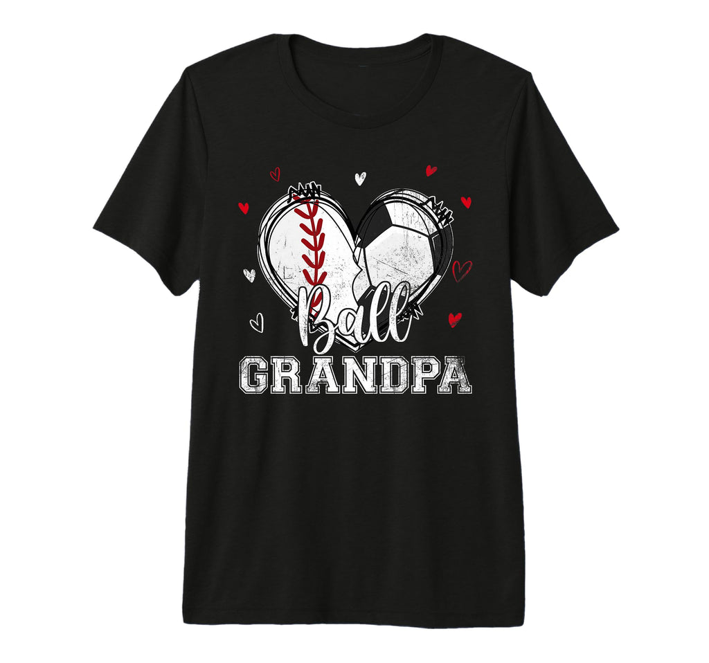 Ball Grandpa Baseball Soccer Heart T-Shirt - Custom Art Print for Adults - T-Shirt, Sweatshirt, Hoodie