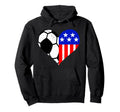 Soccer Heart American Flag Funny Patriotic Hoodie - Novelty Apparel Unisex - T-Shirt, Sweatshirt, Hoodie