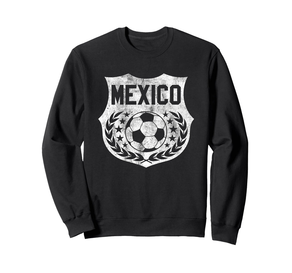Mexico Soccer Distressed Shield Badge Sweatshirt - Graphic Print Unisex - T-Shirt, Sweatshirt, Hoodie