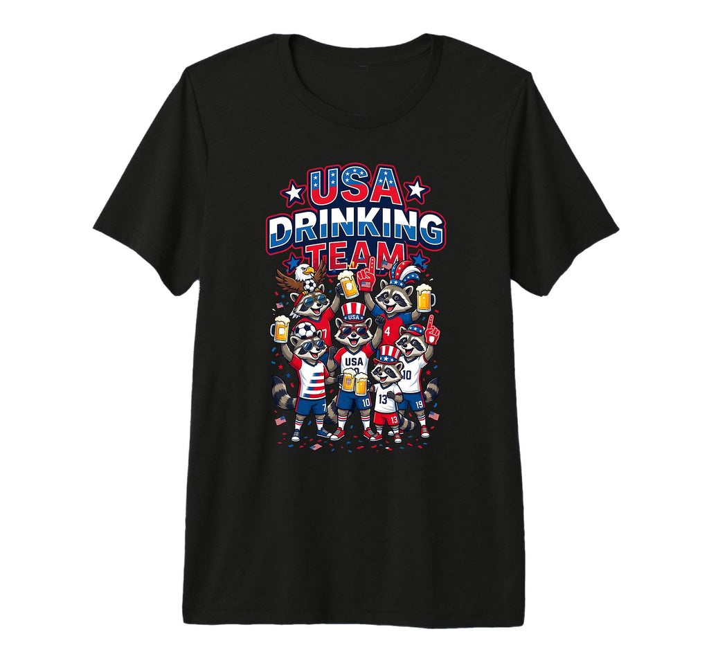 Usa Drinking Team Raccoon Soccer T-Shirt - Trendy Graphic Men Women - T-Shirt, Sweatshirt, Hoodie