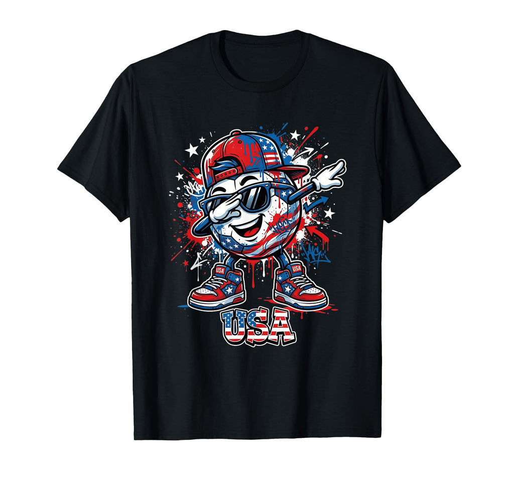 Us Dabbing Soccer Ball Graffiti Drip T-Shirt - Novelty Apparel Men Women - T-Shirt, Sweatshirt, Hoodie