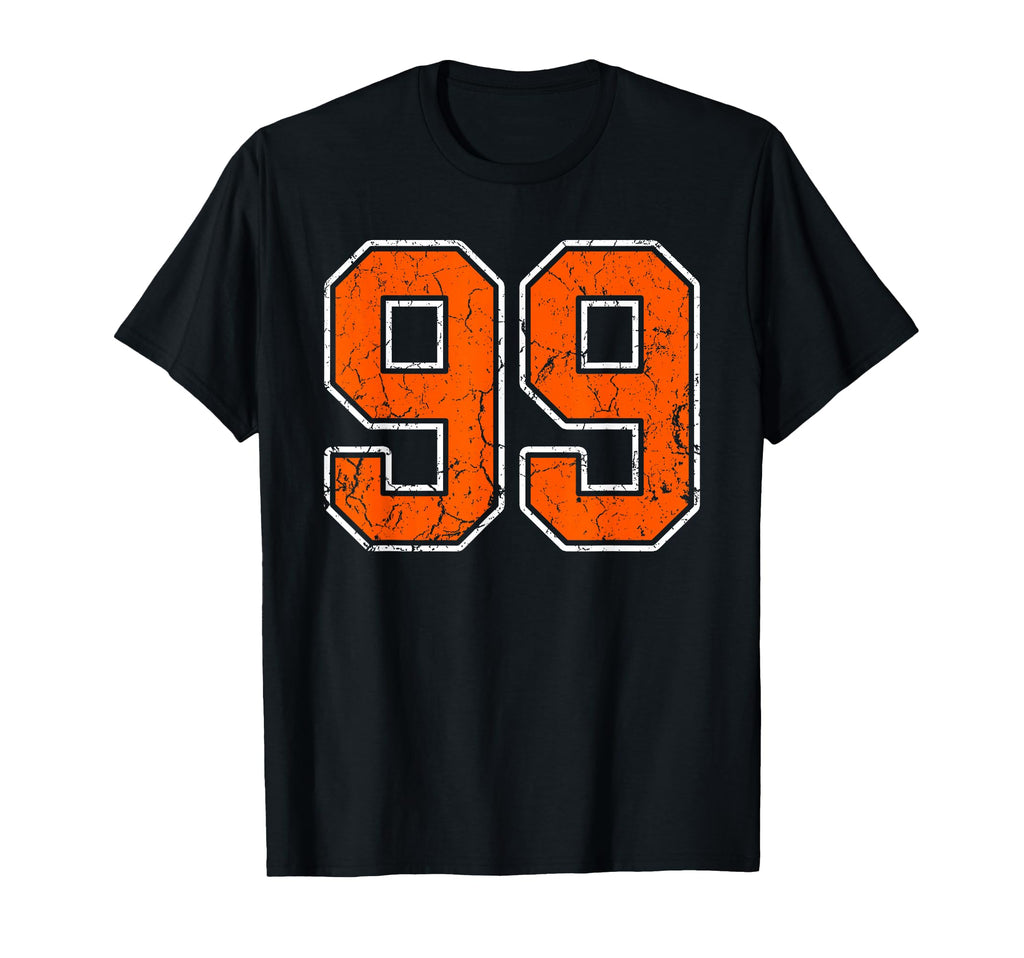 Distressed Orange White Number 99 T-Shirt - Minimalist Print Men Women - T-Shirt, Sweatshirt, Hoodie