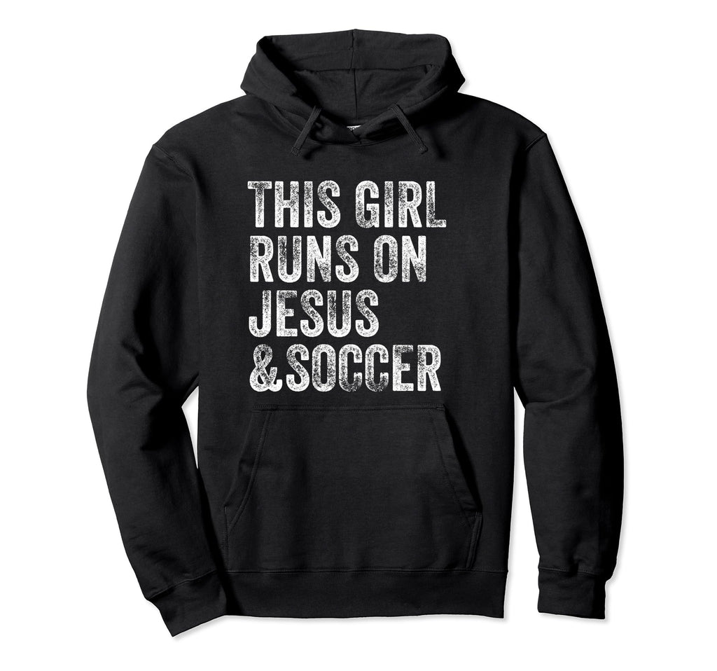 This Runs Jesus And Soccer Christian Hoodie - Minimalist Print for Adults - T-Shirt, Sweatshirt, Hoodie
