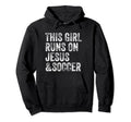 This Runs Jesus And Soccer Christian Hoodie - Minimalist Print for Adults - T-Shirt, Sweatshirt, Hoodie