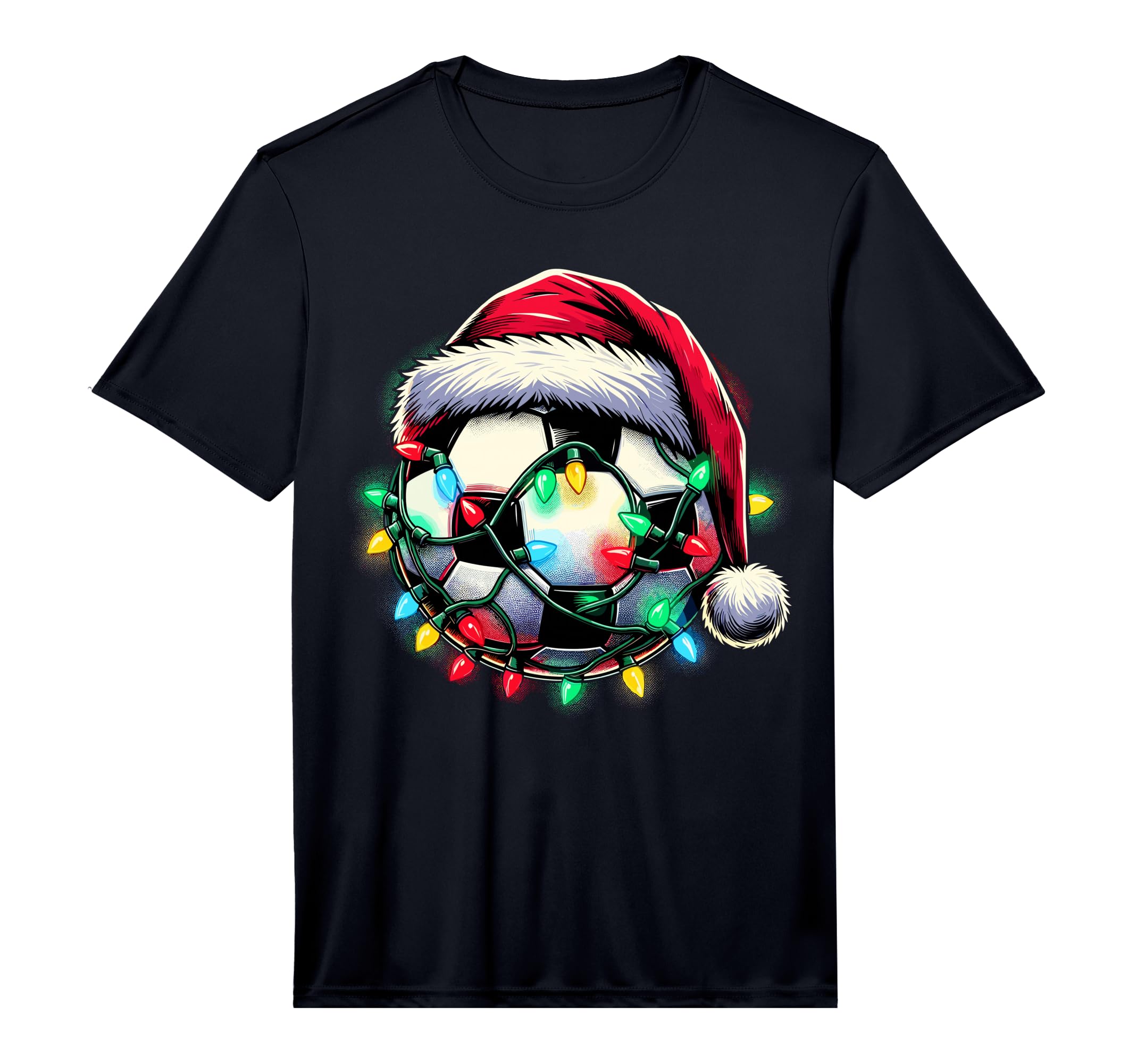 Santa Soccer Ball Performance T-Shirt - Graphic Print Men Women - T-Shirt, Sweatshirt, Hoodie