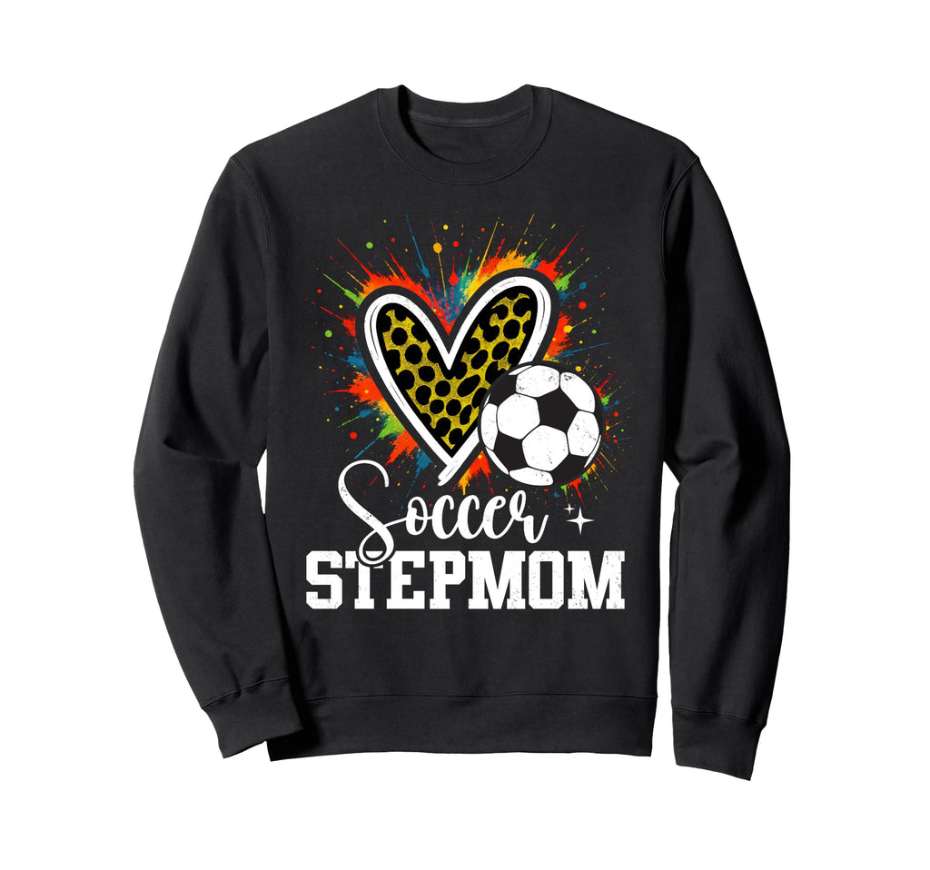 Soccer Stepmom Leopard Heart Colorful Sweatshirt - Graphic Print Men Women - T-Shirt, Sweatshirt, Hoodie