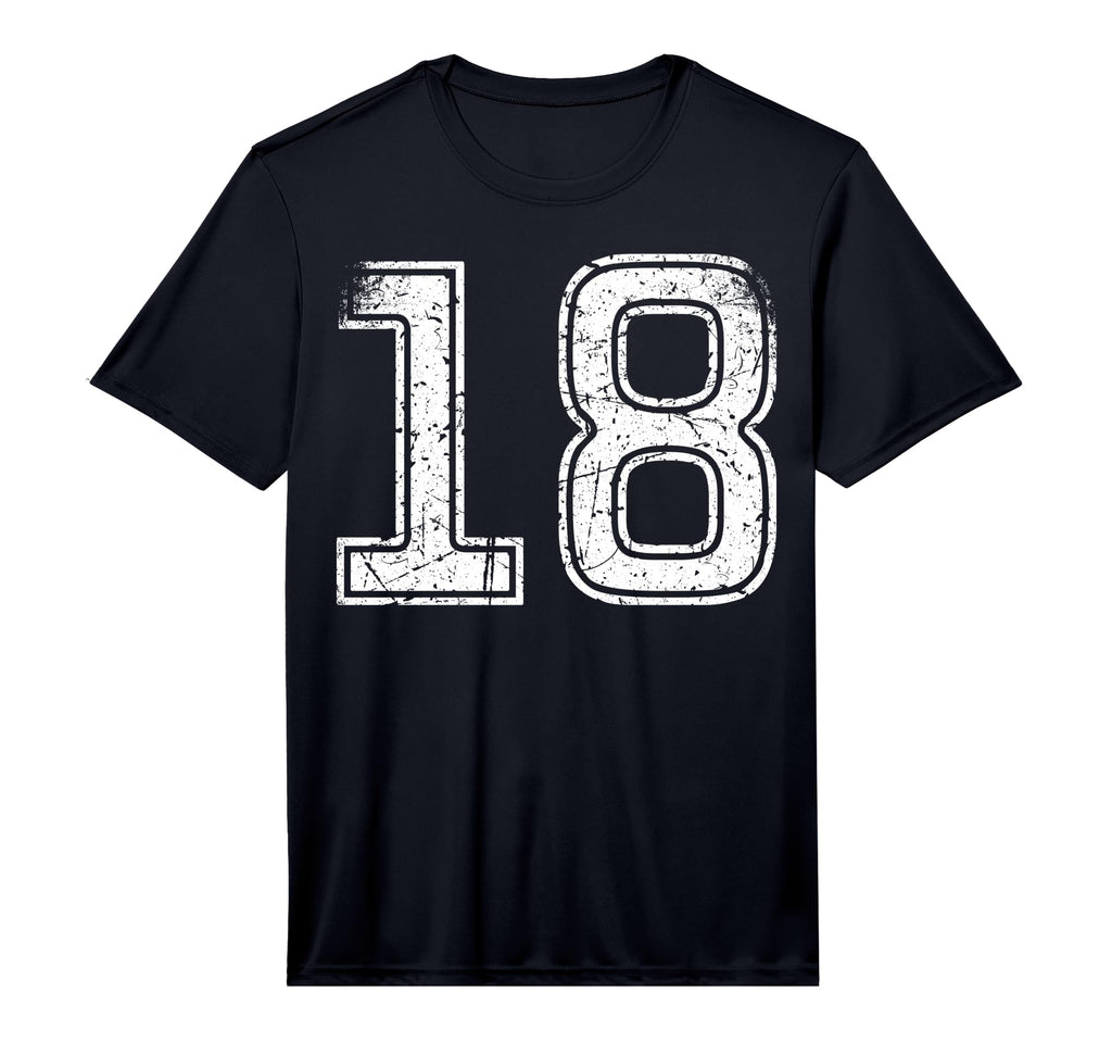 Number 18 White Sports Team Performance T-Shirt - Aesthetic Graphic Unisex - T-Shirt, Sweatshirt, Hoodie