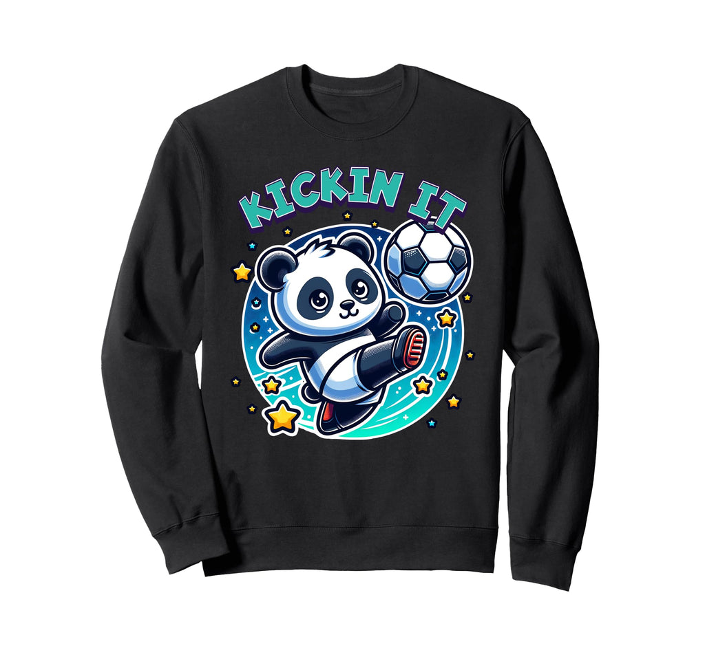Kickin It Soccer Player Panda Ball Sweatshirt - Custom Art Print Unisex - T-Shirt, Sweatshirt, Hoodie