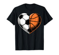 Soccer Basketball Heart Sports Lover T-Shirt - Trendy Graphic for Adults - T-Shirt, Sweatshirt, Hoodie
