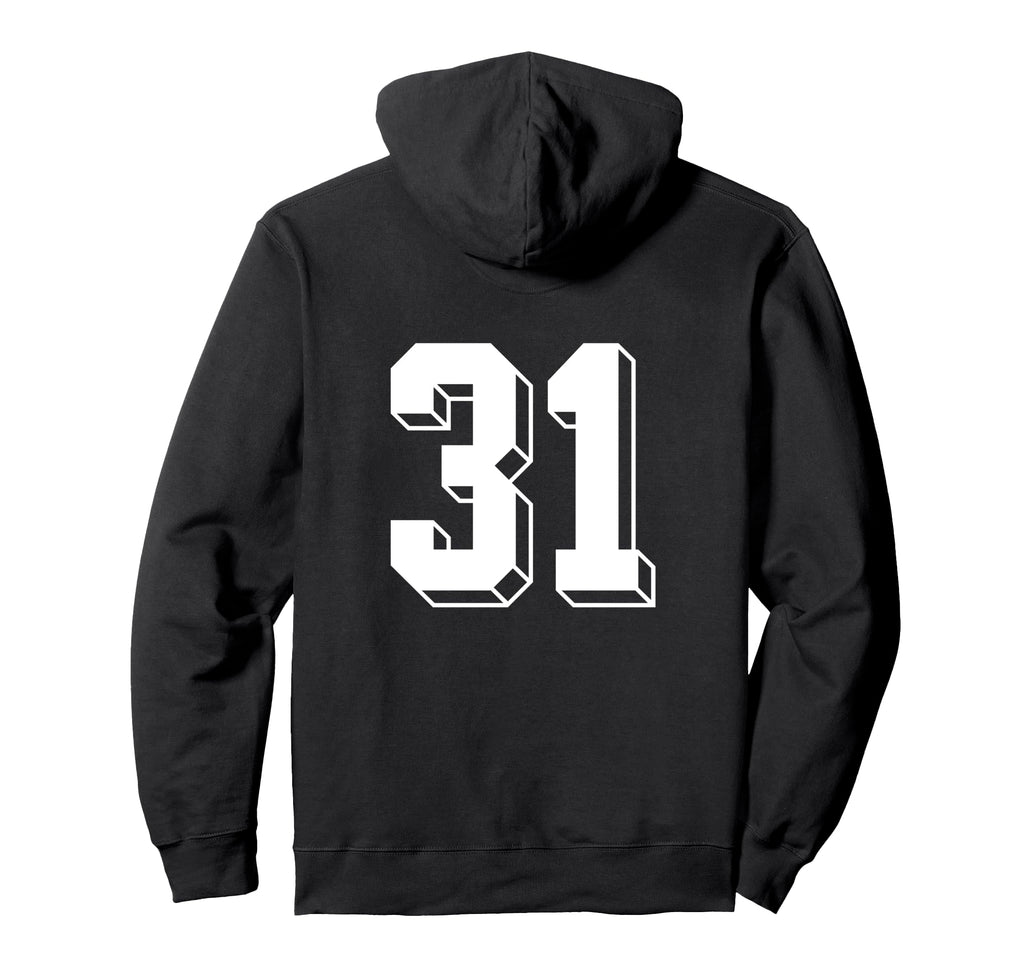 Number 31 Backside 80S 90S Team Jersey Hoodie - Novelty Apparel for Adults - T-Shirt, Sweatshirt, Hoodie