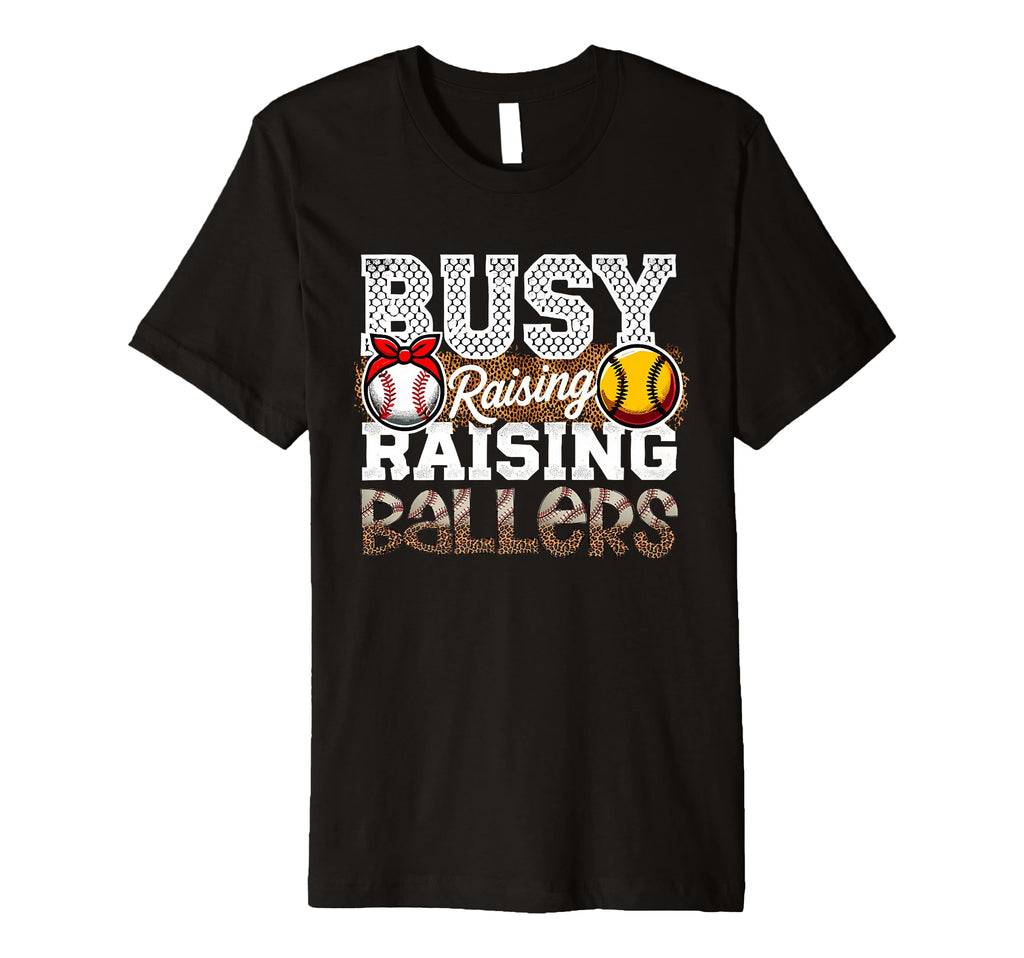 Busy Raising Ballers Leopard Softball T-Shirt - Graphic Print Men Women - T-Shirt, Sweatshirt, Hoodie