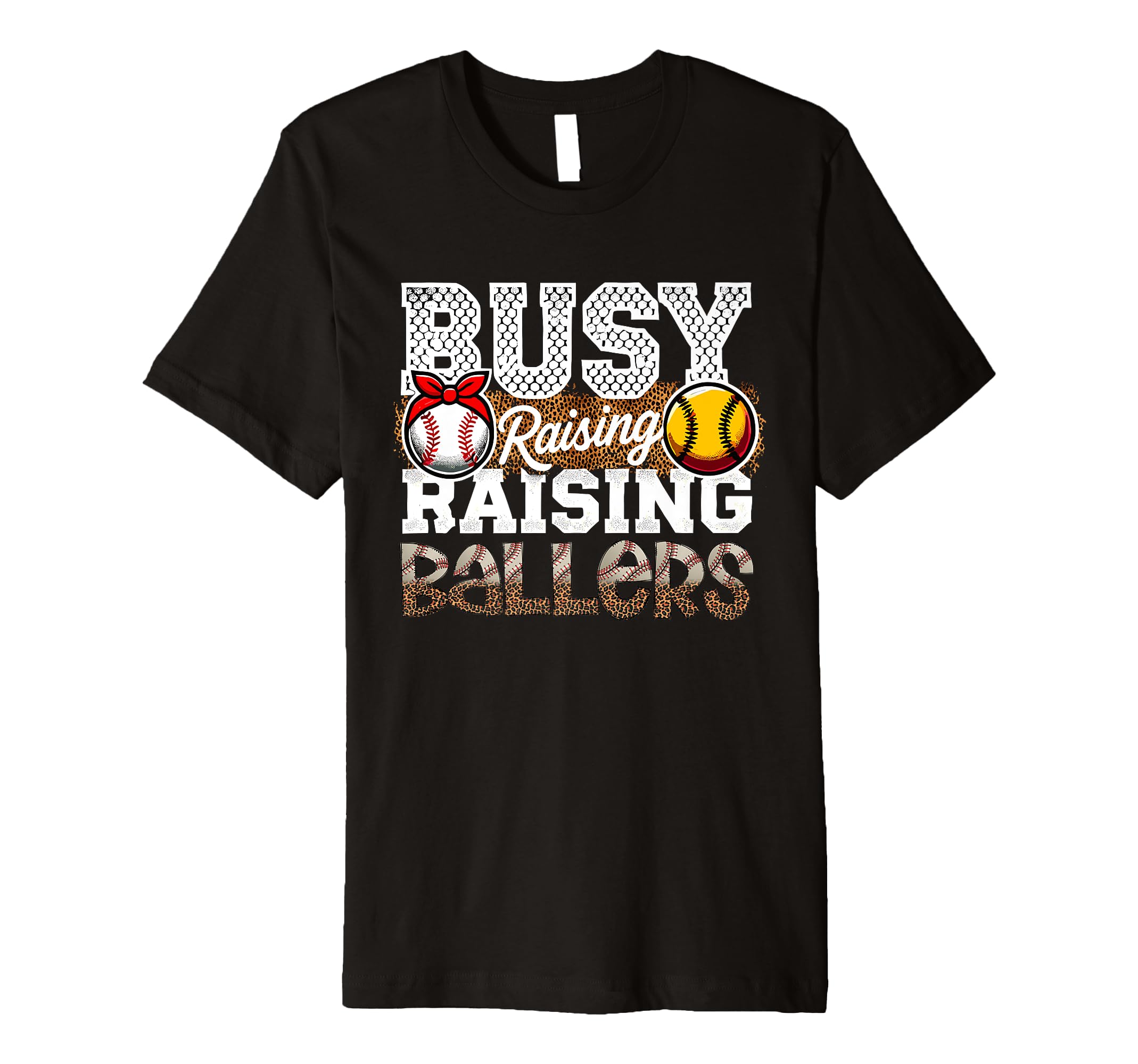 Busy Raising Ballers Leopard Softball T-Shirt - Graphic Print Men Women - T-Shirt, Sweatshirt, Hoodie