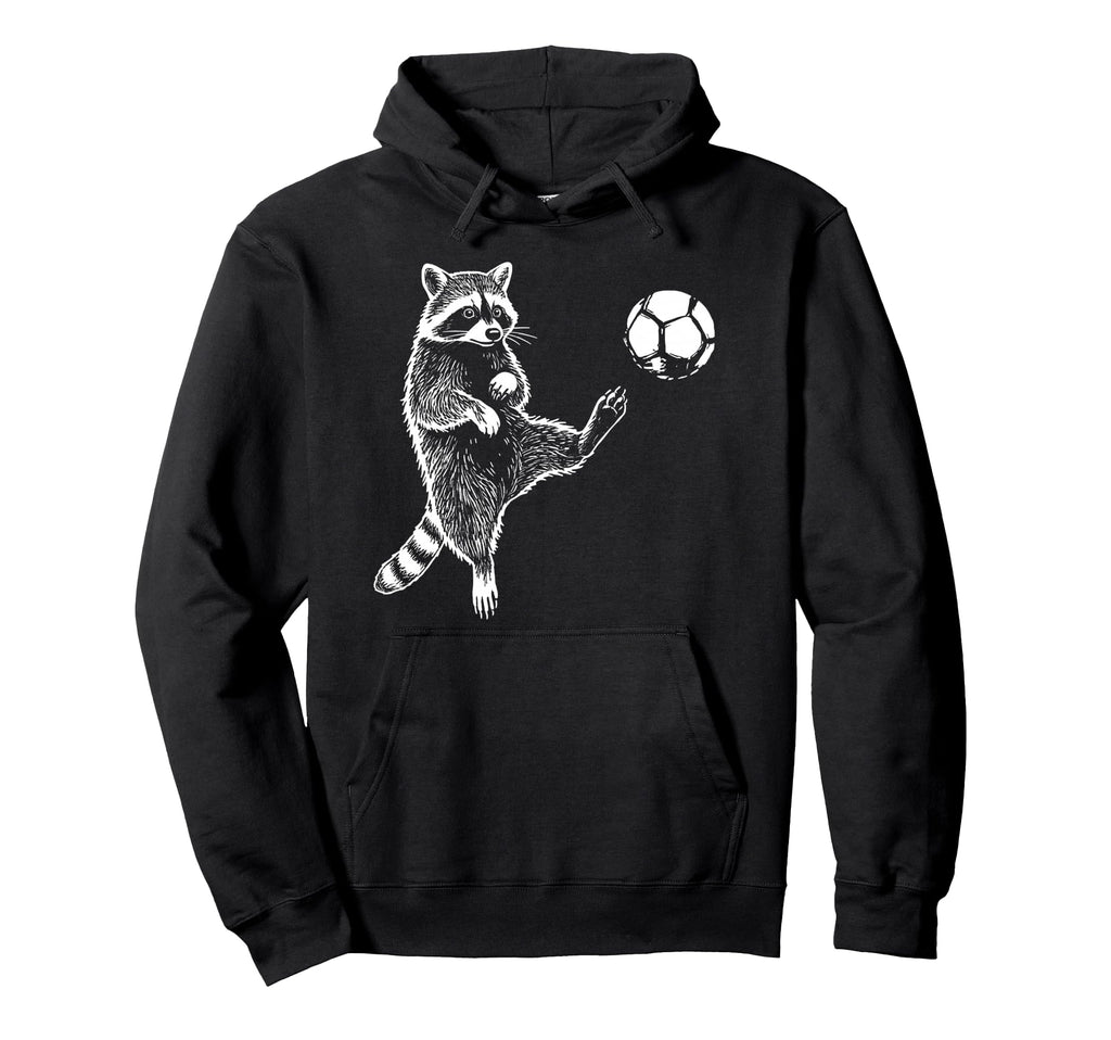 Funny Raccoon Soccer Balls Player Fan Hoodie - Custom Art Print Men Women - T-Shirt, Sweatshirt, Hoodie