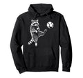 Funny Raccoon Soccer Balls Player Fan Hoodie - Custom Art Print Men Women - T-Shirt, Sweatshirt, Hoodie