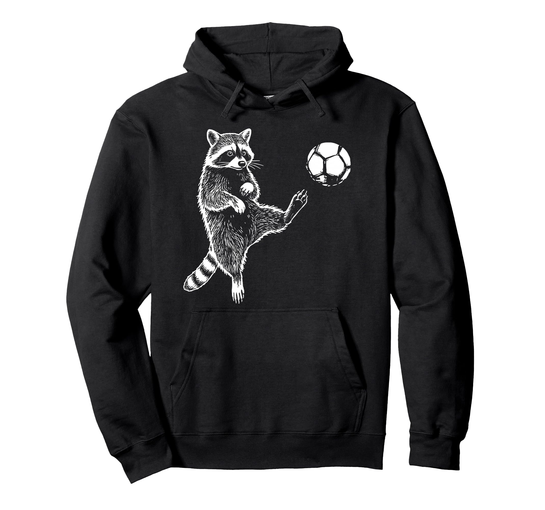 Funny Raccoon Soccer Balls Player Fan Hoodie - Custom Art Print Men Women - T-Shirt, Sweatshirt, Hoodie