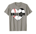 Mom Both Heart Baseball Soccer Ball Mom T-Shirt - Trendy Graphic Men Women - T-Shirt, Sweatshirt, Hoodie