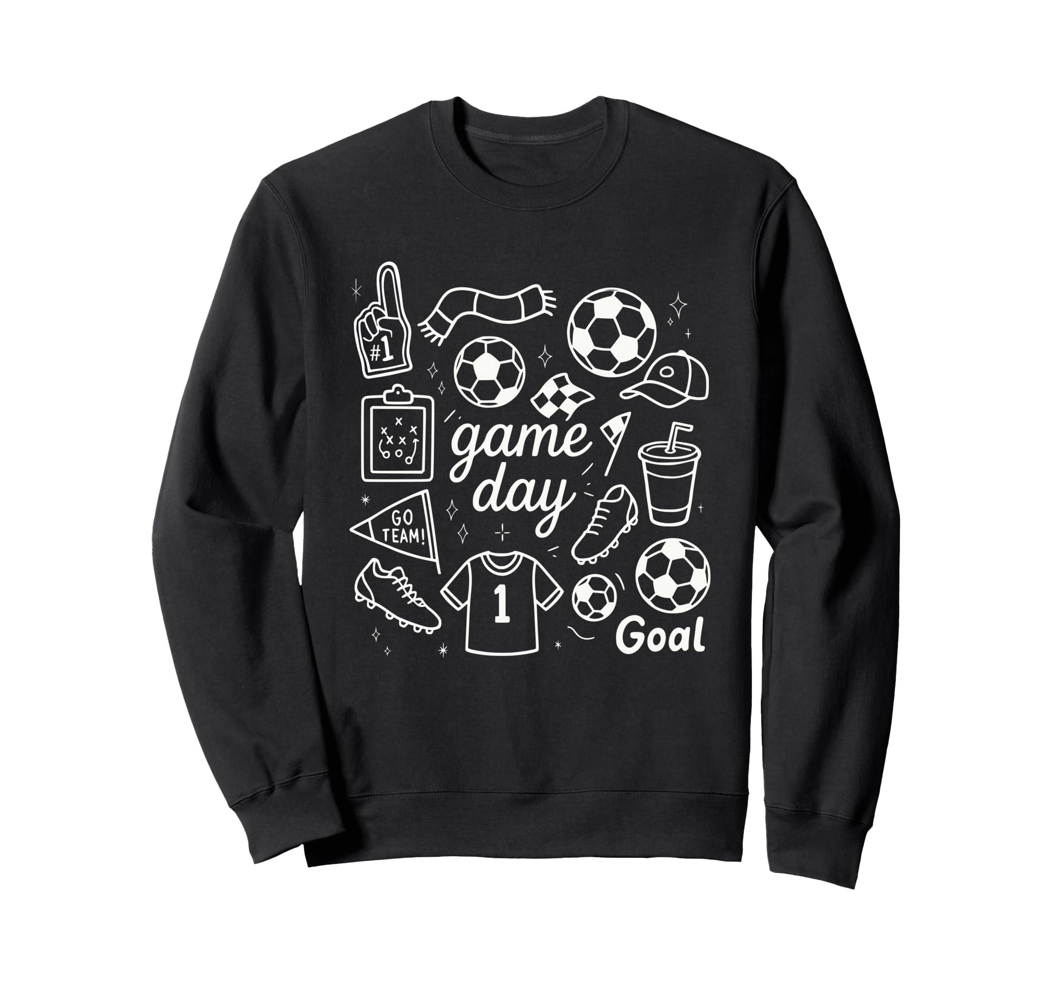 Game Day Soccer Foam Finger Cleats Sweatshirt - Trendy Graphic Men Women - T-Shirt, Sweatshirt, Hoodie