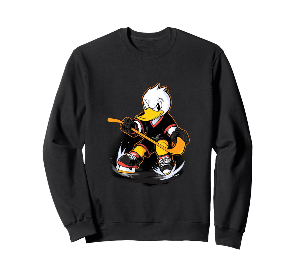 Duck Ice Hockey Player Hockey Stick Sweatshirt - Unique Graphic Unisex - T-Shirt, Sweatshirt, Hoodie