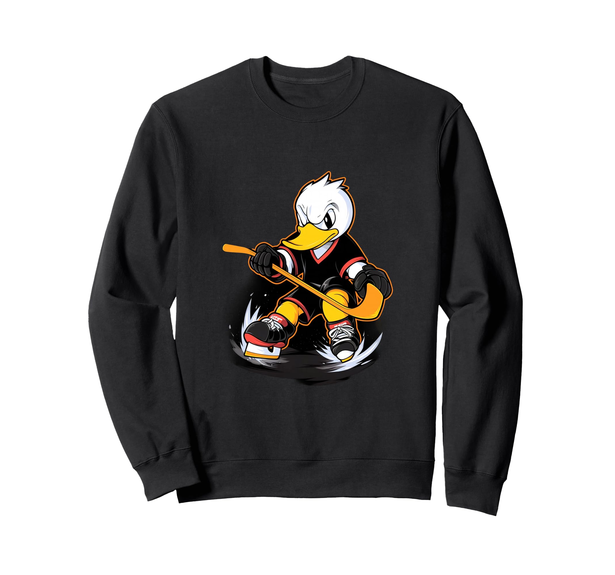 Duck Ice Hockey Player Hockey Stick Sweatshirt - Unique Graphic Unisex - T-Shirt, Sweatshirt, Hoodie