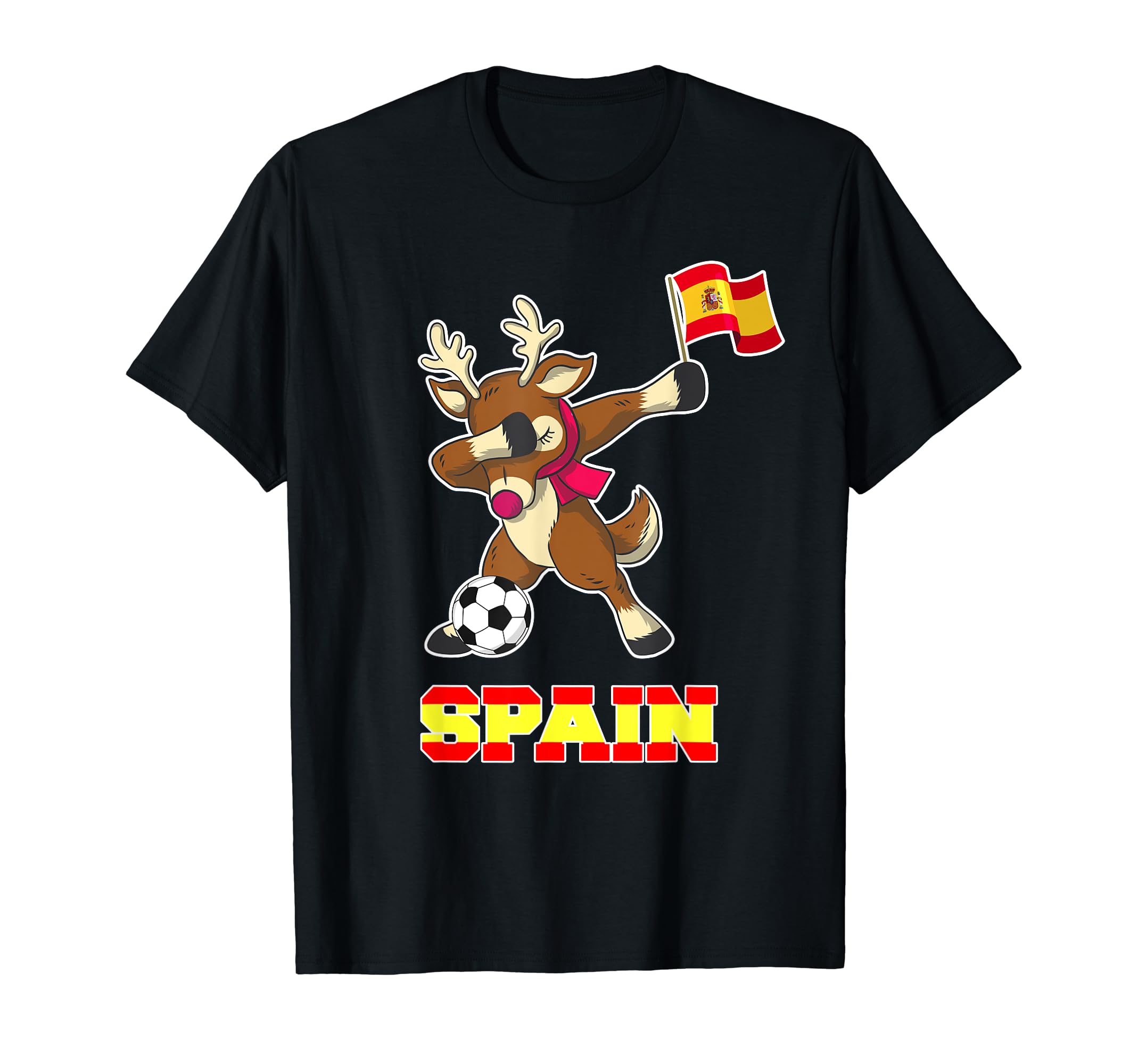 Spain Soccer Reindeer Spanish Flag T-Shirt - Novelty Apparel for Adults - T-Shirt, Sweatshirt, Hoodie
