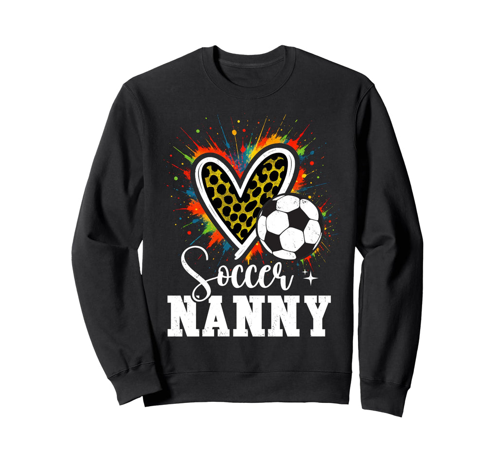 Soccer Nanny Leopard Heart Colorful Sweatshirt - Aesthetic Graphic Unisex - T-Shirt, Sweatshirt, Hoodie