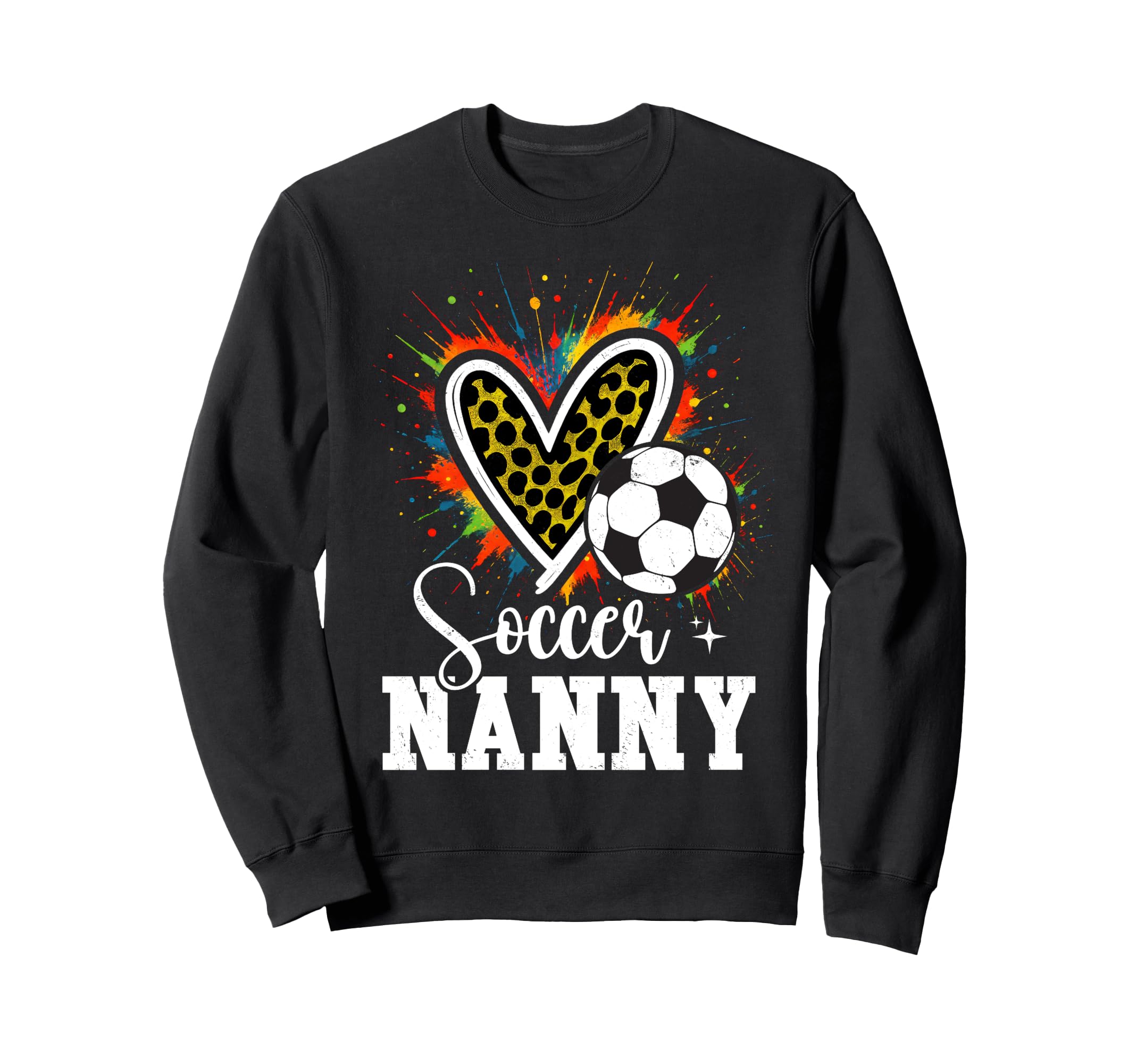 Soccer Nanny Leopard Heart Colorful Sweatshirt - Aesthetic Graphic Unisex - T-Shirt, Sweatshirt, Hoodie