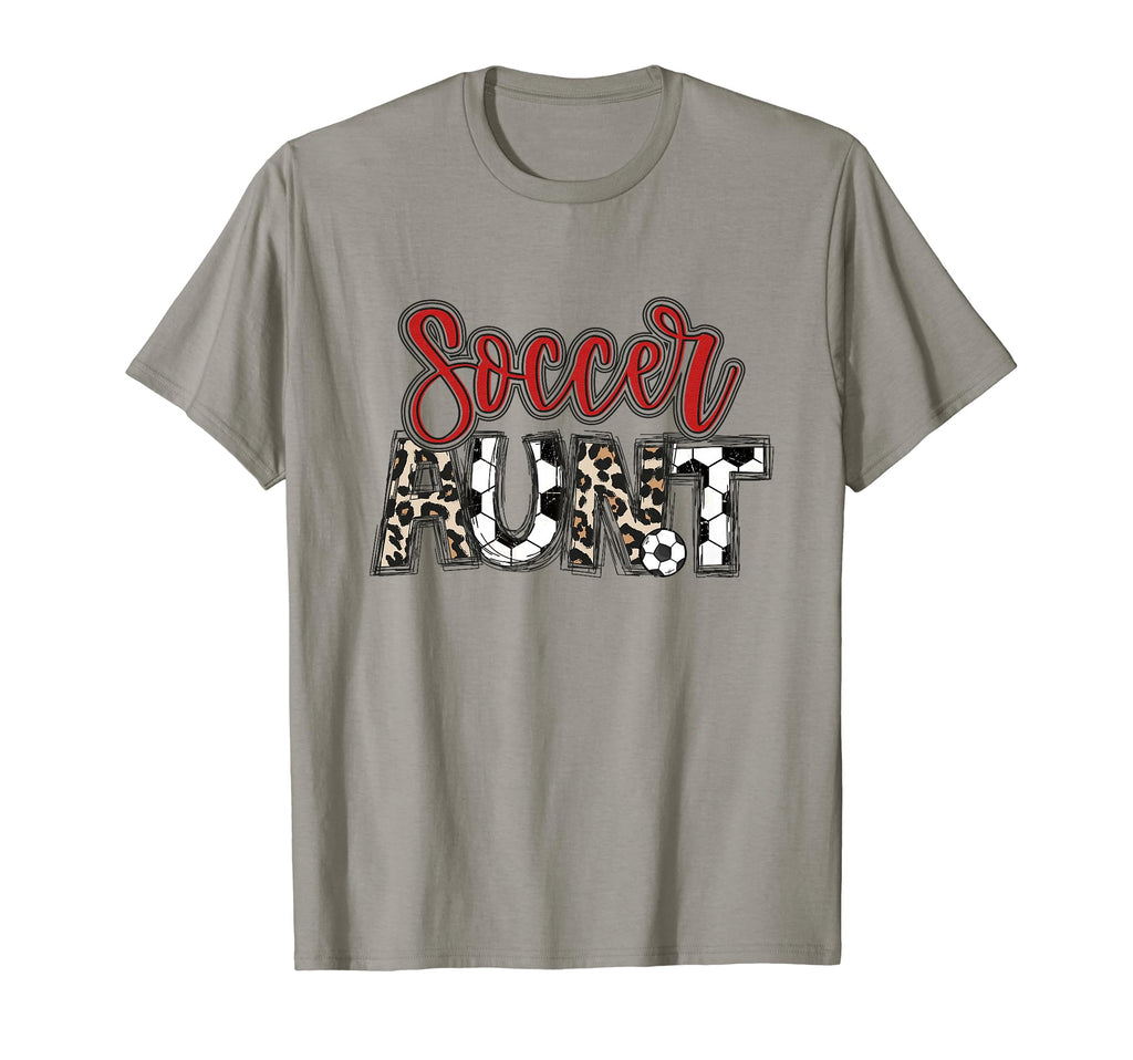 Soccer Aunt Leopard Red Soccer Auntie T-Shirt - Streetwear Style Unisex - T-Shirt, Sweatshirt, Hoodie