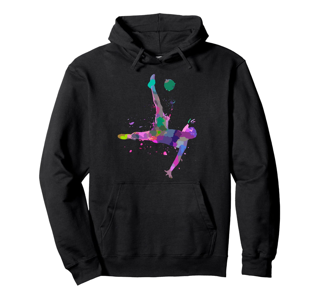 Colorful Soccer Bicycle Kick Splash Hoodie - Custom Art Print for Adults - T-Shirt, Sweatshirt, Hoodie