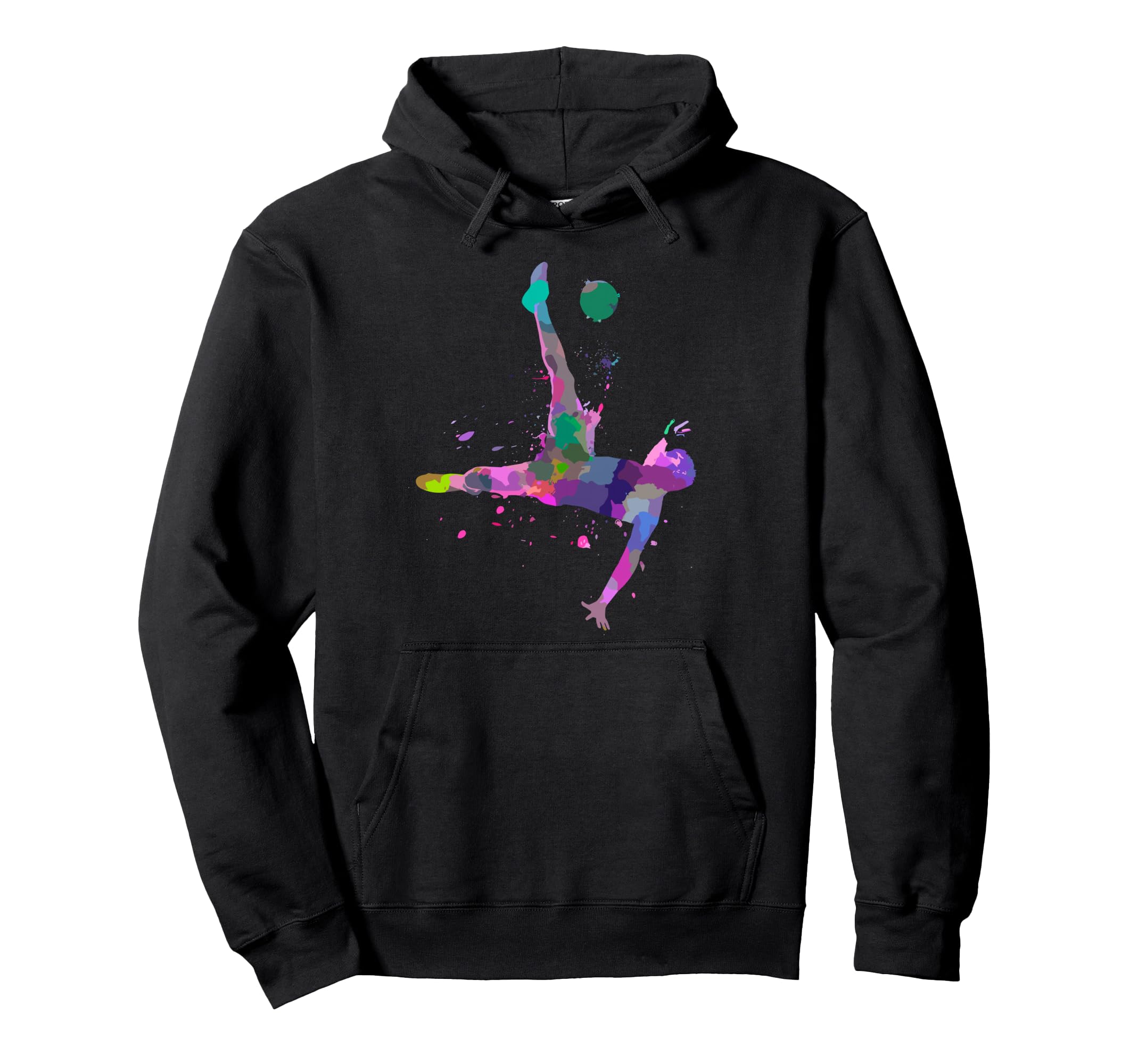 Colorful Soccer Bicycle Kick Splash Art Hoodie - Novelty Apparel Unisex - T-Shirt, Sweatshirt, Hoodie