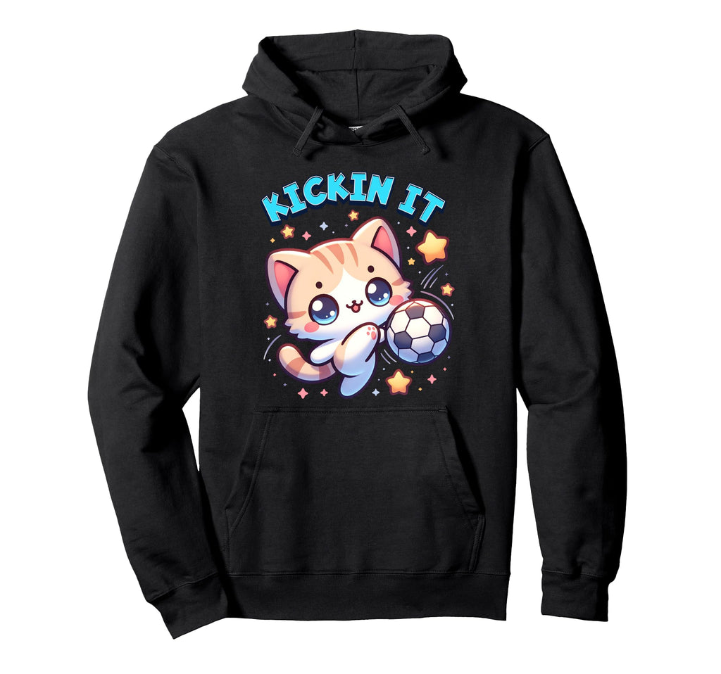 Kickin It Soccer Player Kitten Cat Hoodie - Custom Art Print Men Women - T-Shirt, Sweatshirt, Hoodie