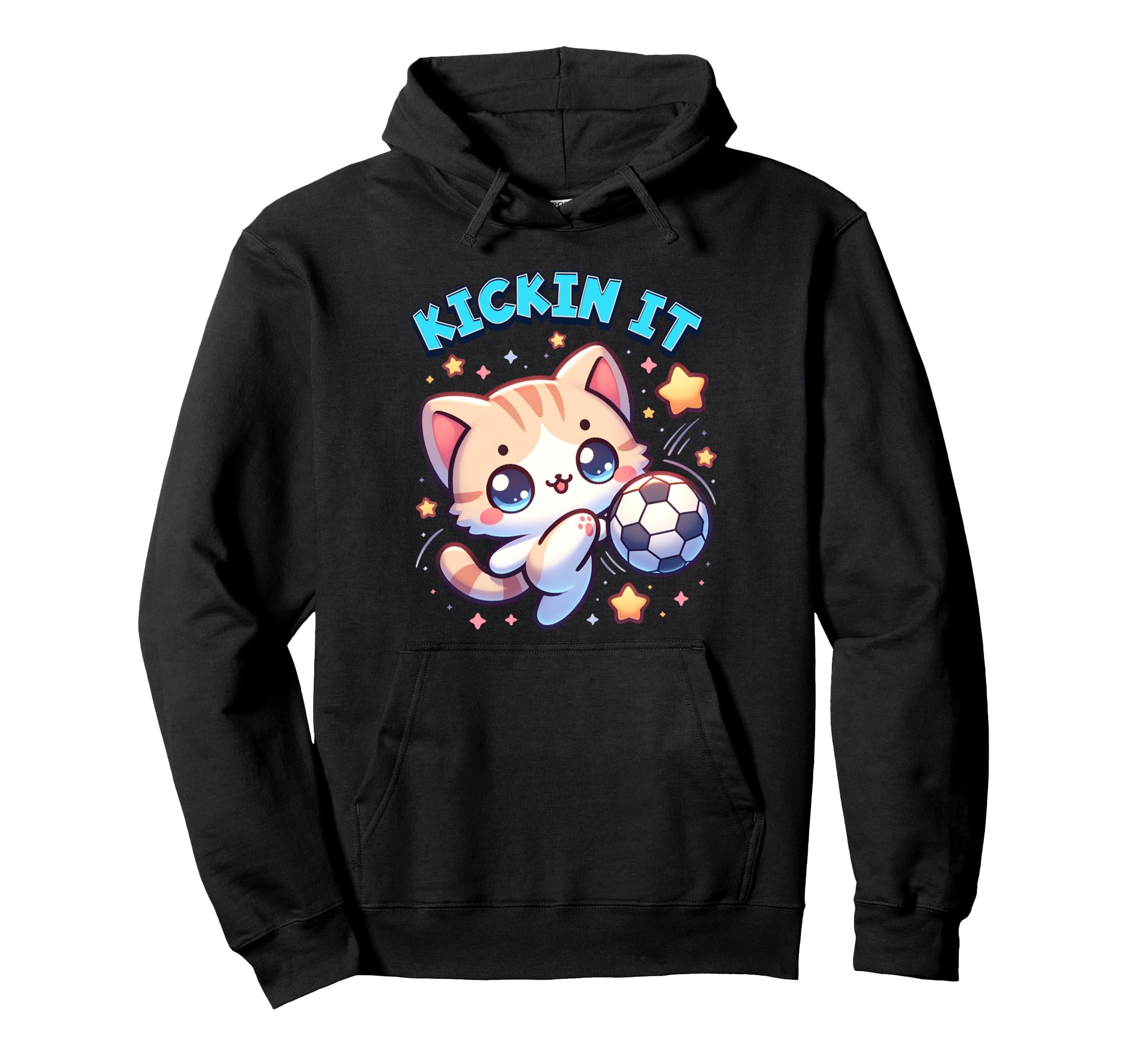 Kickin It Soccer Player Kitten Cat Hoodie - Custom Art Print Men Women - T-Shirt, Sweatshirt, Hoodie