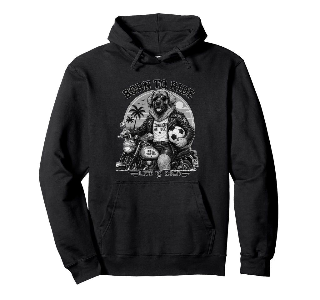 Leonberger Motorbike Love Footbal Soccer Hoodie - Custom Art Print Unisex - T-Shirt, Sweatshirt, Hoodie