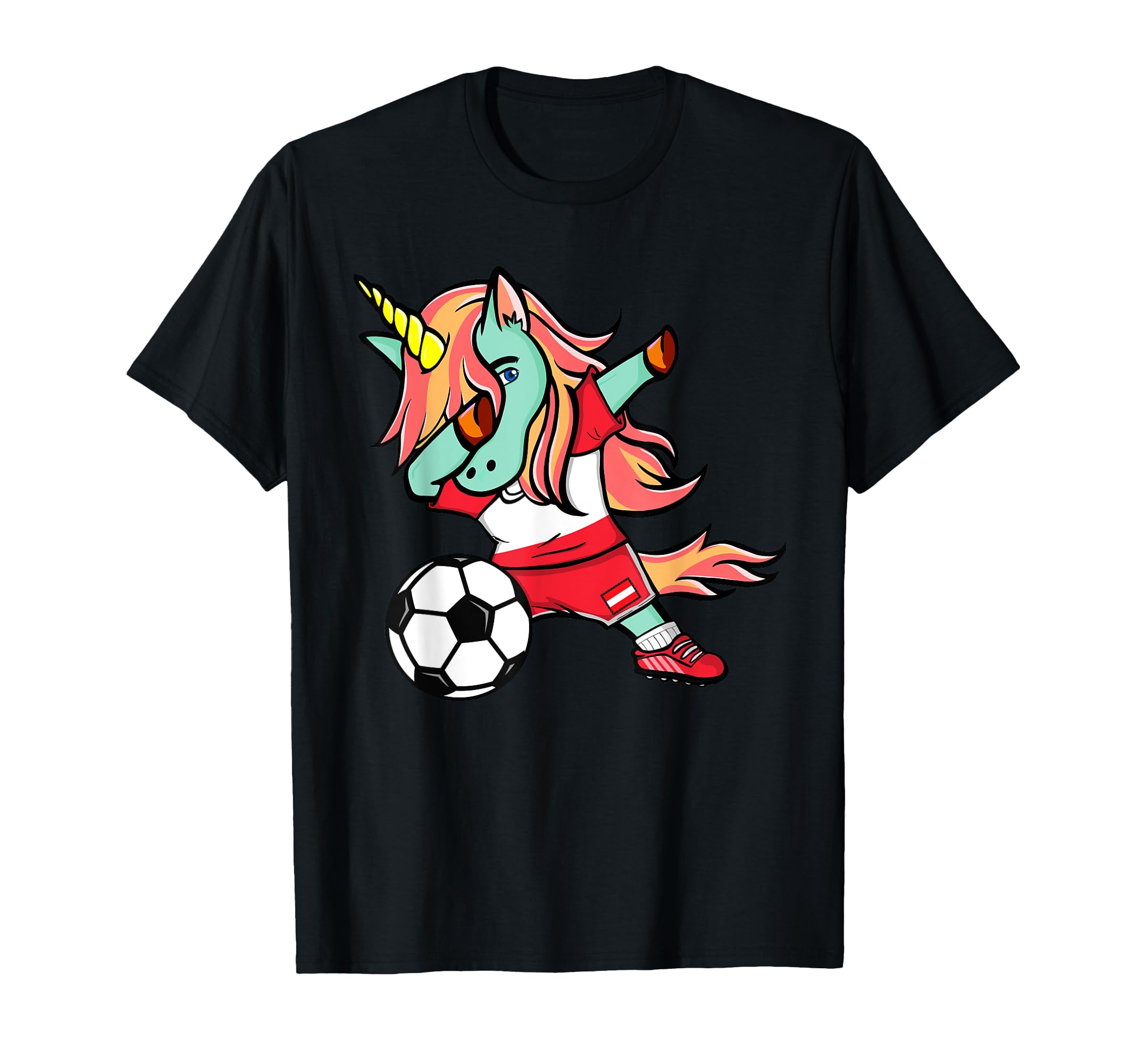Dabbing Unicorn Austria Football Austrian T-Shirt - Novelty Apparel Unisex - T-Shirt, Sweatshirt, Hoodie