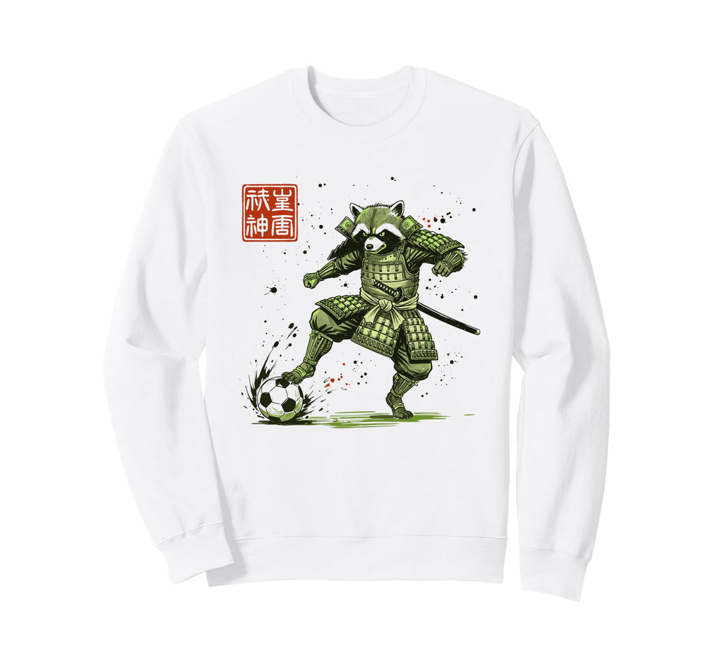 Japanese Samurai Raccoon Soccer Sweatshirt - Streetwear Style Unisex - T-Shirt, Sweatshirt, Hoodie