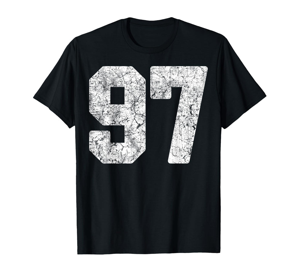 Distressed White Number 97 Jersey T-Shirt - Aesthetic Graphic Unisex - T-Shirt, Sweatshirt, Hoodie