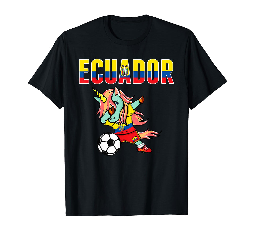 Dabbing Unicorn Ecuador Soccer Fans Jersey T-Shirt - Trendy Graphic Unisex - T-Shirt, Sweatshirt, Hoodie
