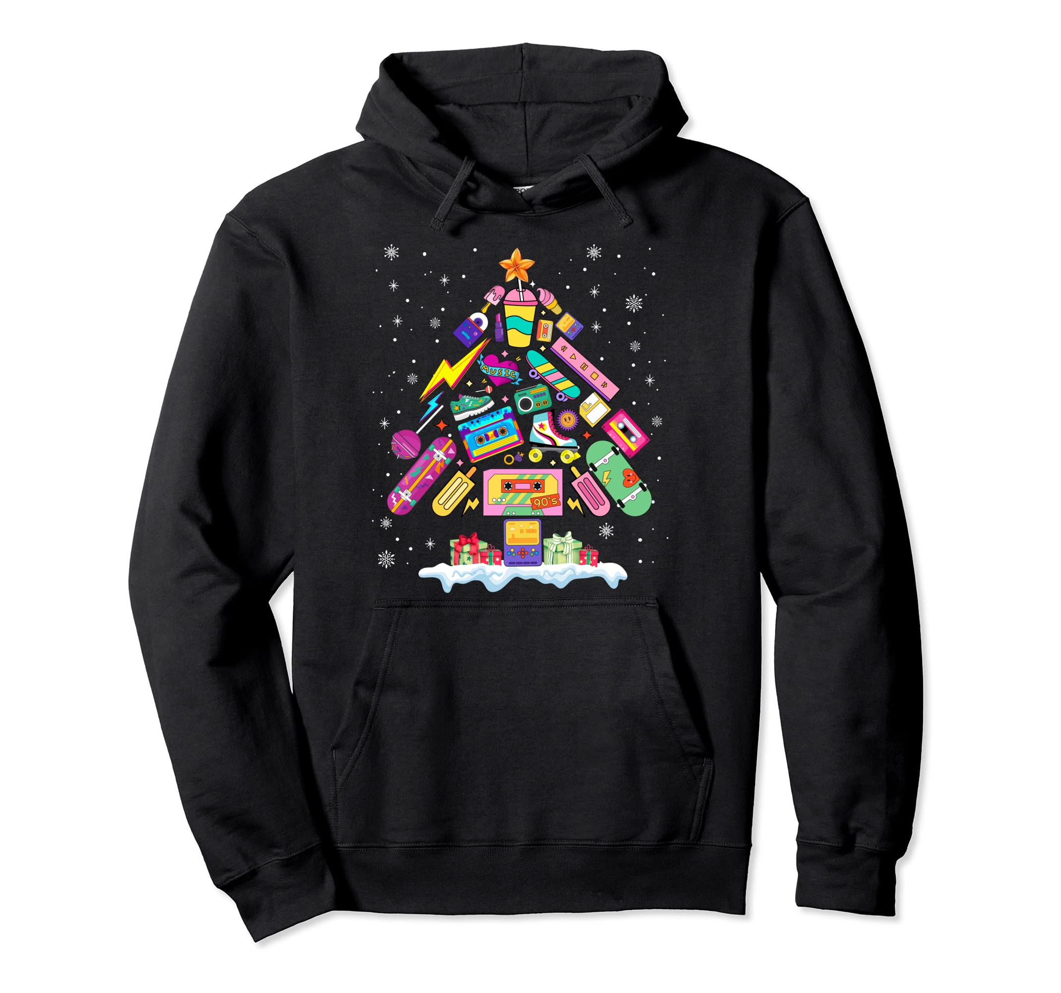 80S Tree Merry Music Cassette Tapes Hoodie - Fun Novelty Design Unisex - T-Shirt, Sweatshirt, Hoodie