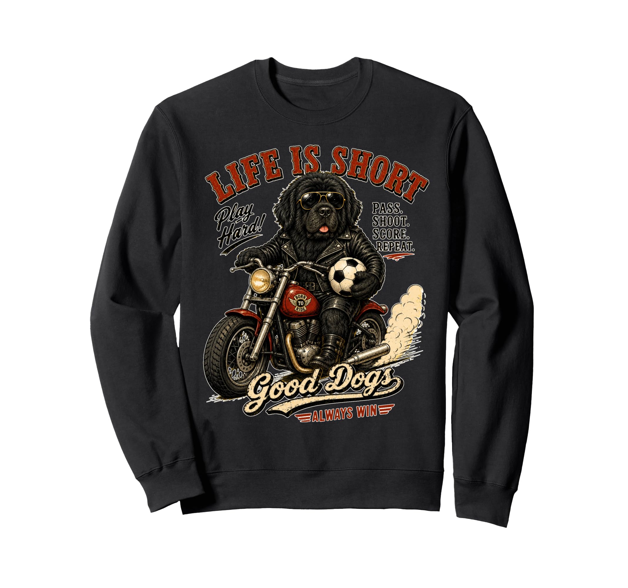 Newfoundland Motorbike Love Sweatshirt - Custom Art Print Men Women - T-Shirt, Sweatshirt, Hoodie