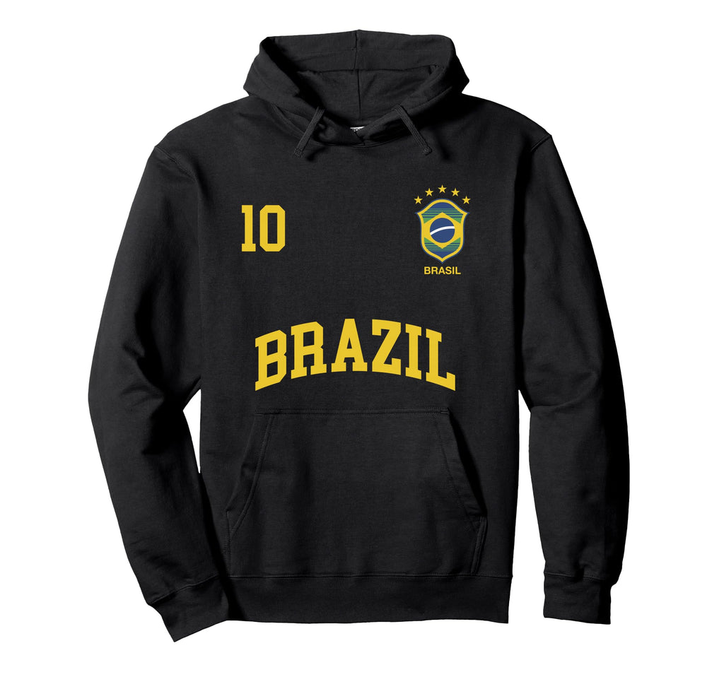 Brazil Team Sports Number 10 Soccer Hoodie - Novelty Apparel Men Women - T-Shirt, Sweatshirt, Hoodie